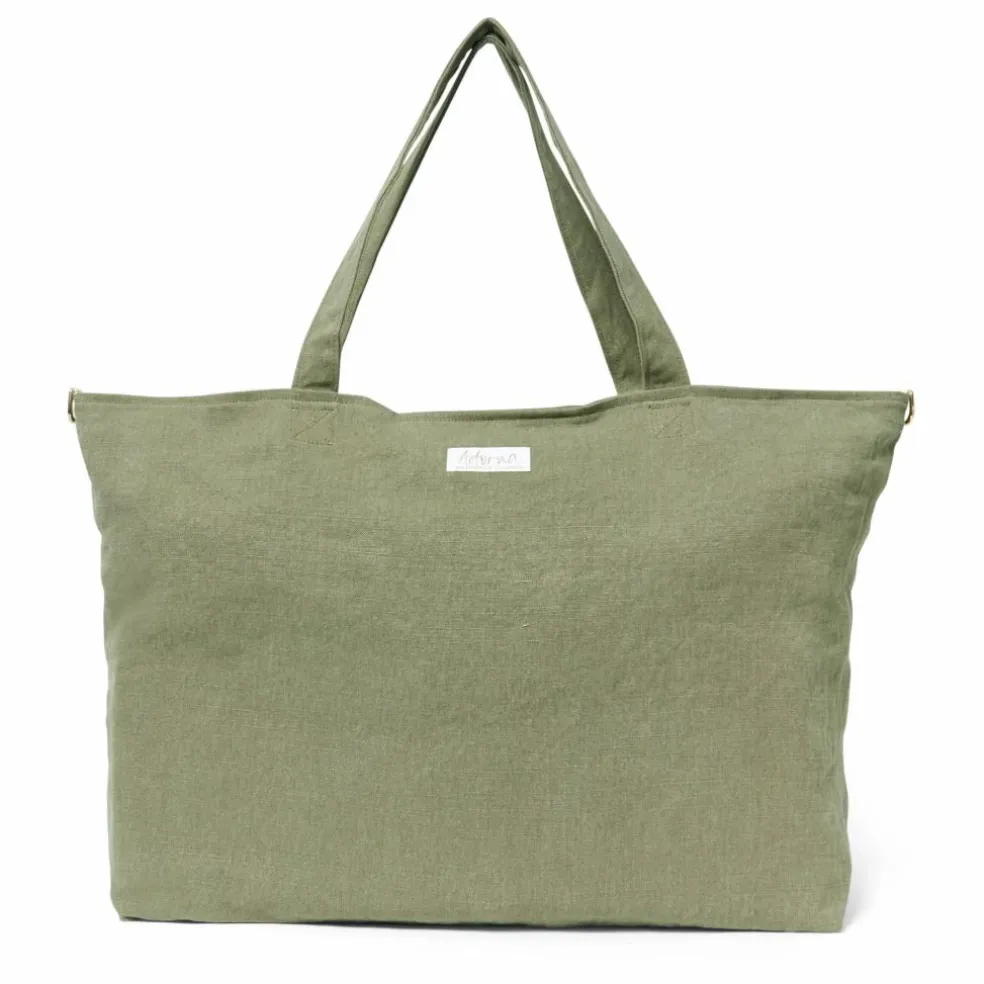 Sac week-end en lin | Vert kaki