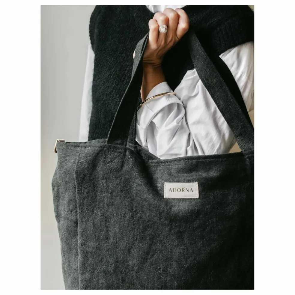 Sac zippé en lin | Noir