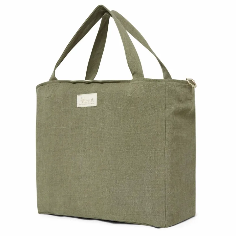 Sac zippé en lin | Vert kaki