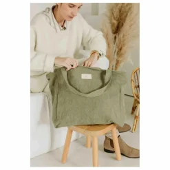 Sac zippé en lin | Vert kaki