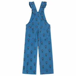 Salopette Fleurie Velours Côtelé | Bleu