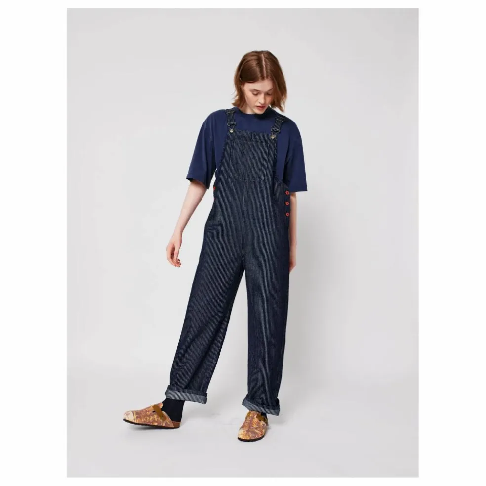 Salopette Rayée Denim Coton Bio - Collection Femme | Bleu marine