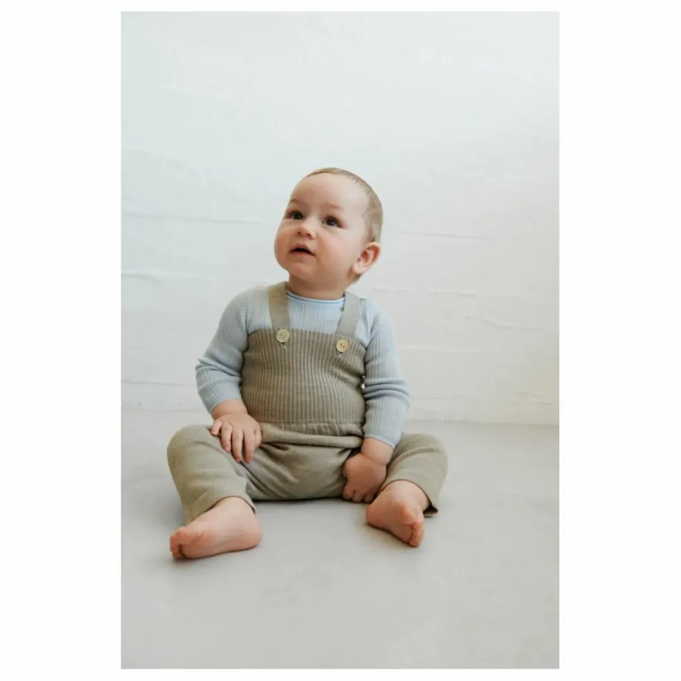 Salopette Taille Haute Laine de Mérinos | Beige chiné