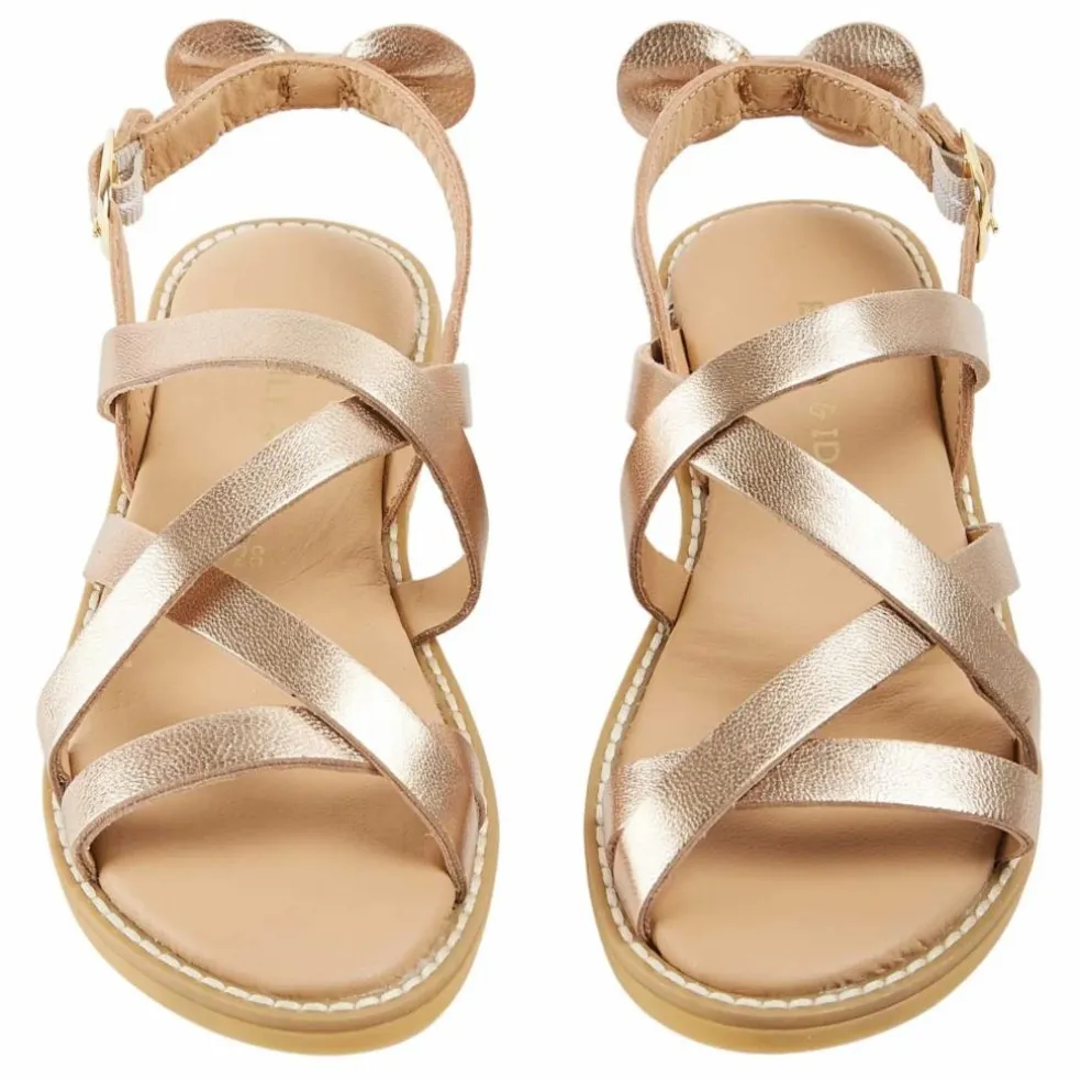 Sandales Croisillons Cuir | Doré