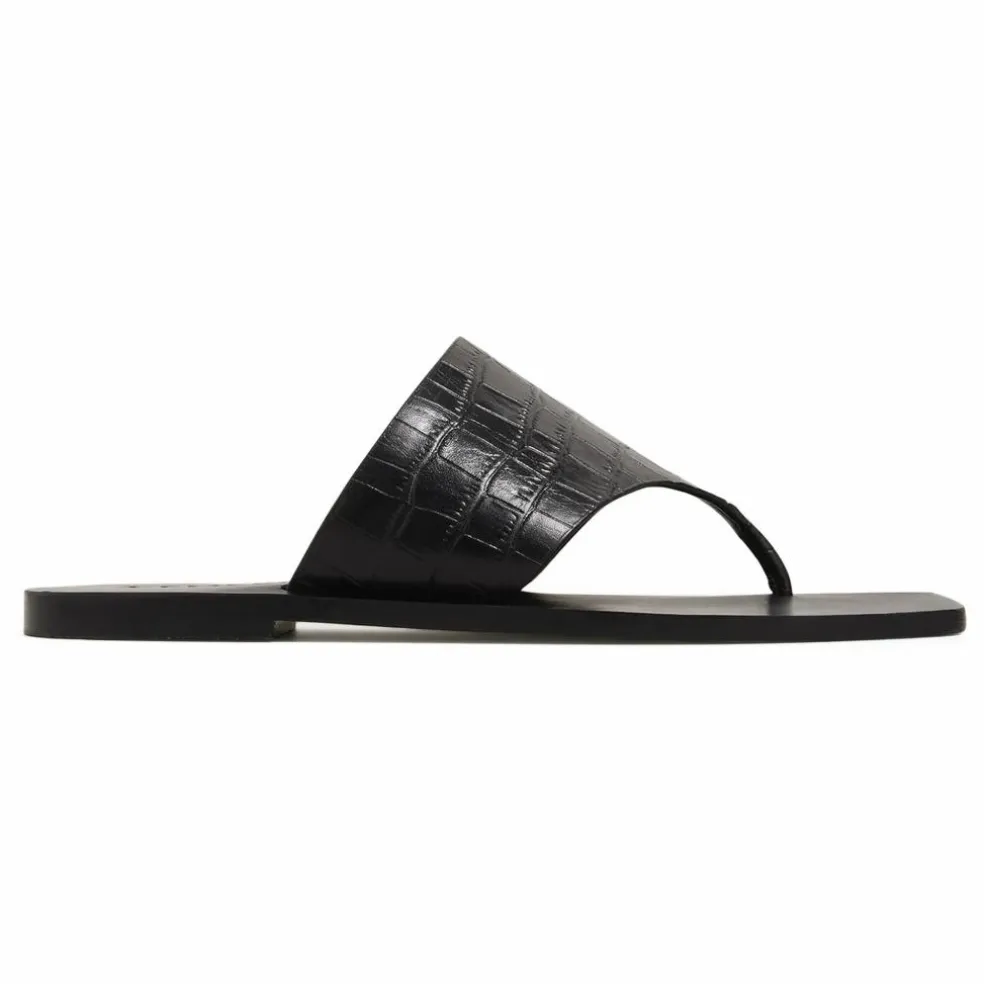 Sandales Paton Embossées Crocodile | Noir