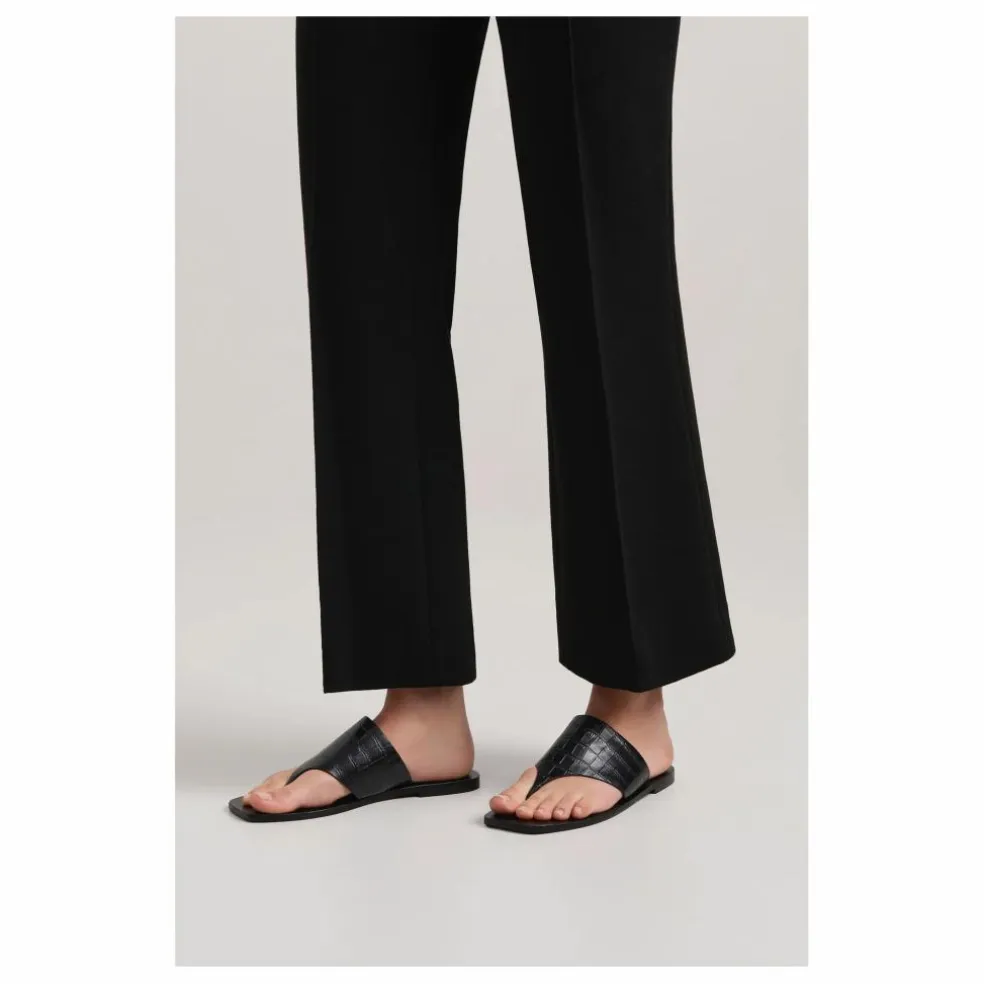Sandales Paton Embossées Crocodile | Noir