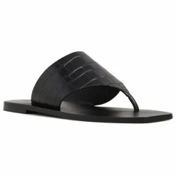 Sandales Paton Embossées Crocodile | Noir