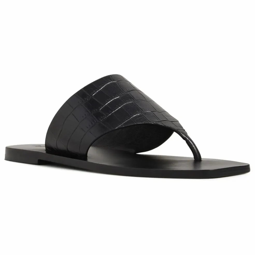 Sandales Paton Embossées Crocodile | Noir