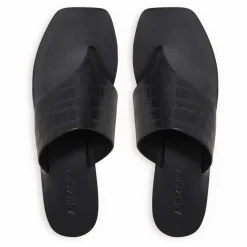 Sandales Paton Embossées Crocodile | Noir