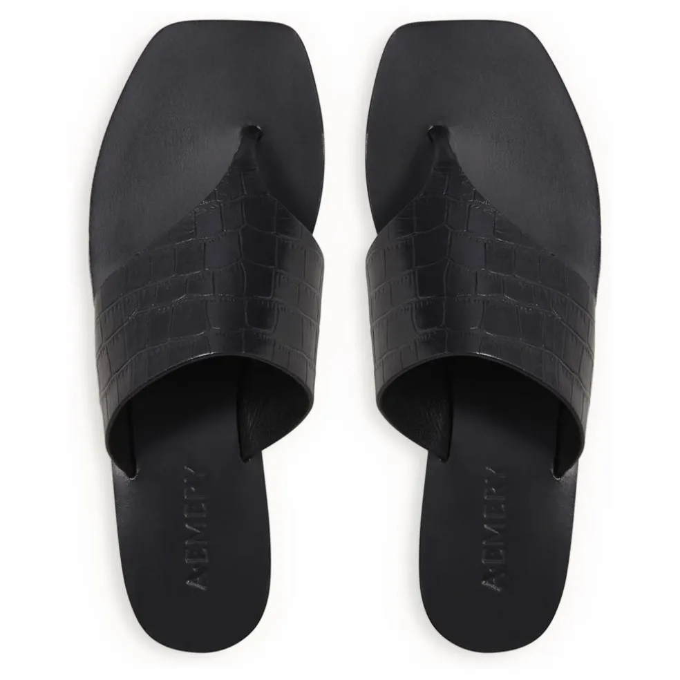 Sandales Paton Embossées Crocodile | Noir