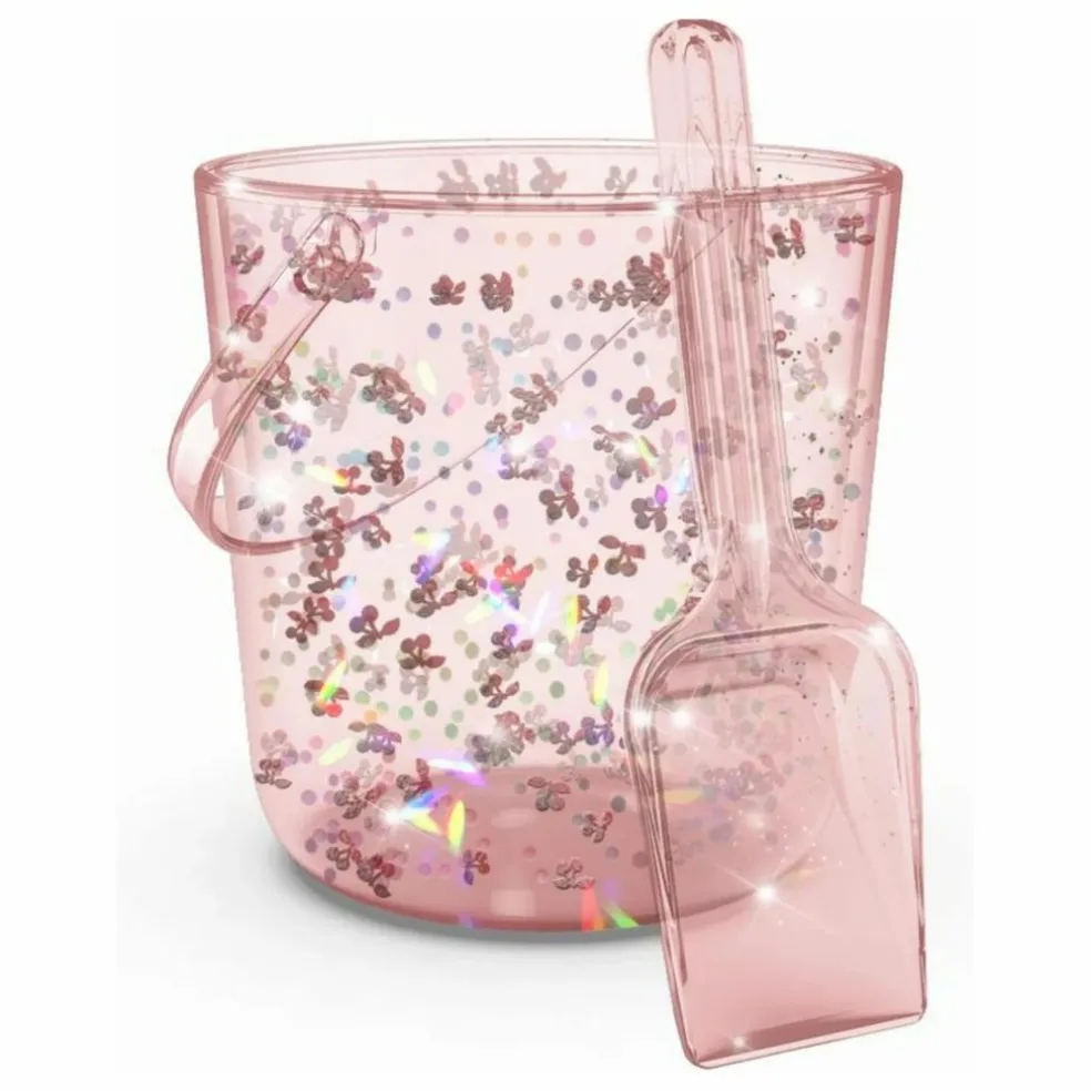 Seau et pelle de plage glitter Cherry | Rose