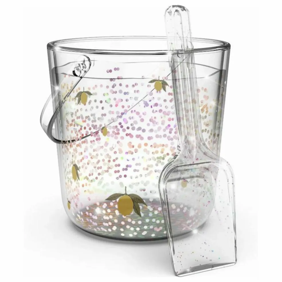 Seau et pelle de plage glitter Lemon | Jaune citron