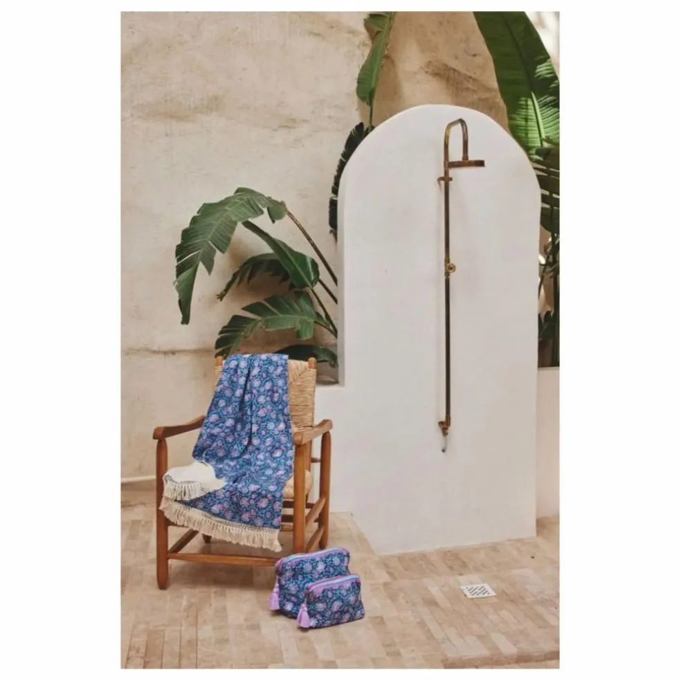 Serviette de plage Lana en coton bio | Bleu foncé