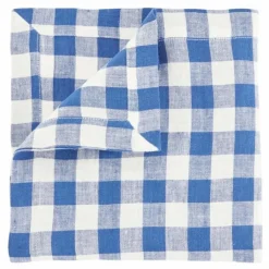 Serviette de table en lin lavé Vichy | Bleu