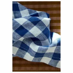 Serviette de table en lin lavé Vichy | Bleu