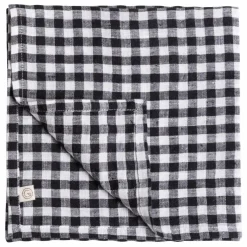 Serviette de table en lin lavé vichy | Noir