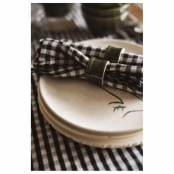 Serviette de table en lin lavé vichy | Noir