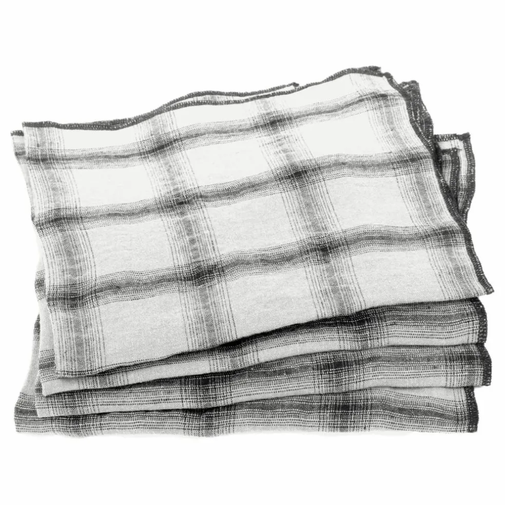 Serviettes de table Highlands en lin lavé - Set de 4 | Blanc