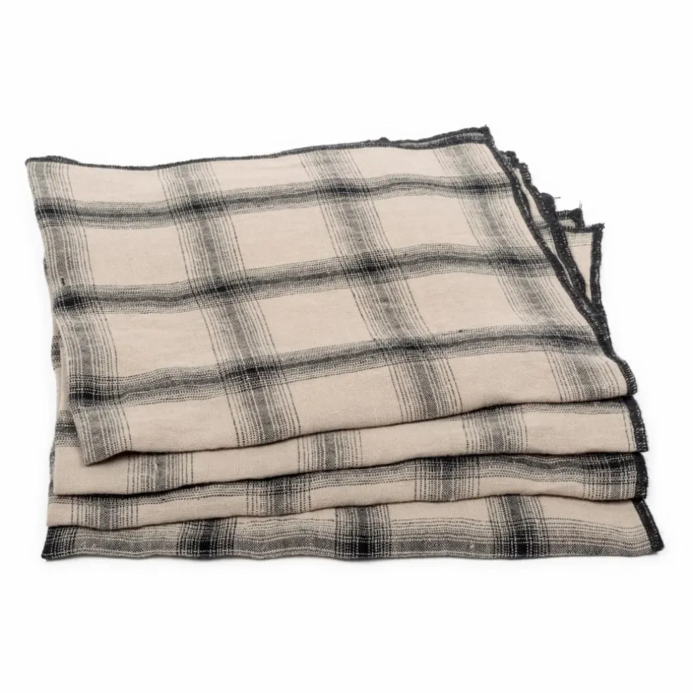 Serviettes de table Highlands en lin lavé - Set de 4 | Beige rosé