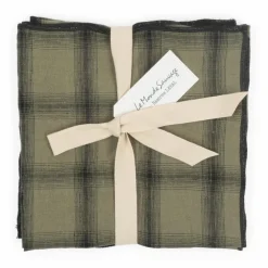 Serviettes de table Highlands en lin lavé - Set de 4 | Vert kaki