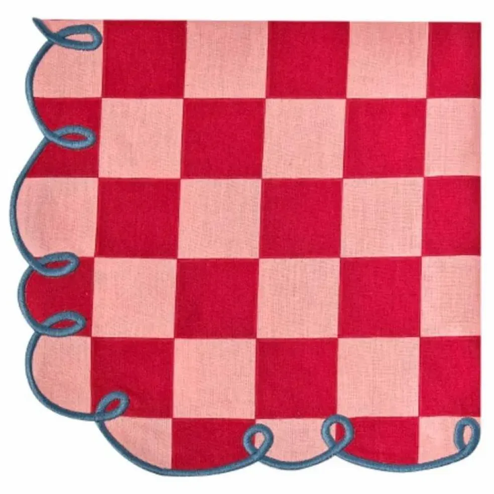 Serviettes de table vichy Dama Rosa - Set de 2 | Rouge