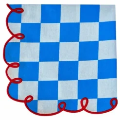 Serviettes de table vichy Dama Azzurro - Set de 2 | Bleu