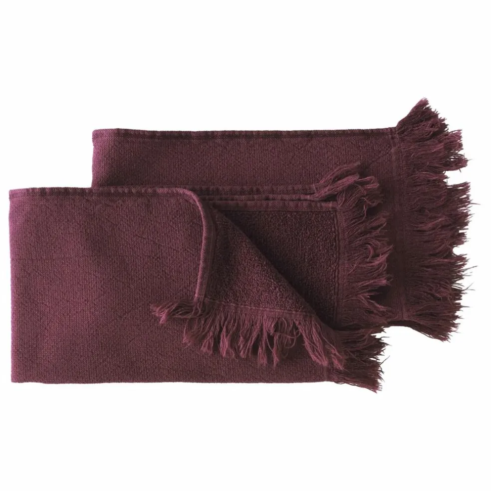 Serviettes d'invité en coton bio Luna - Set de 2 | Bordeaux