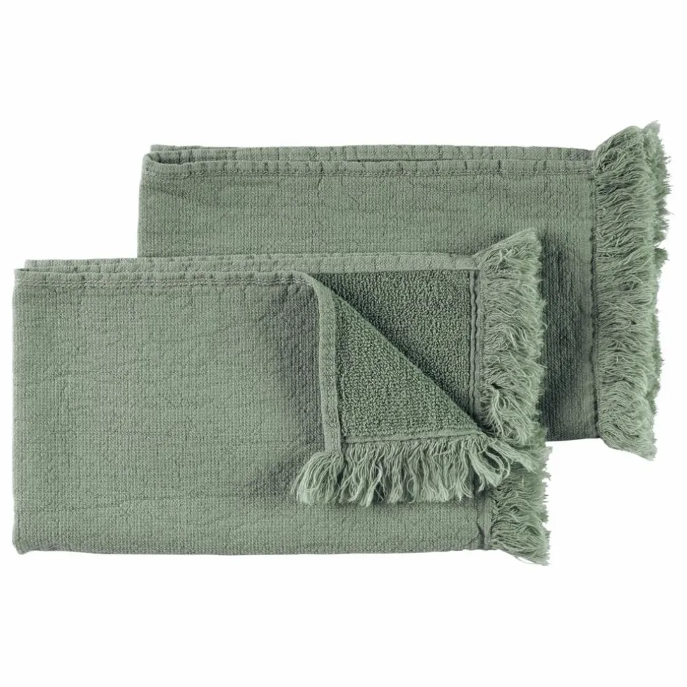 Serviettes d'invité en coton bio Luna - Set de 2 | Vert céladon