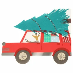 Serviettes en papier Voiture de Noël - Set de 16