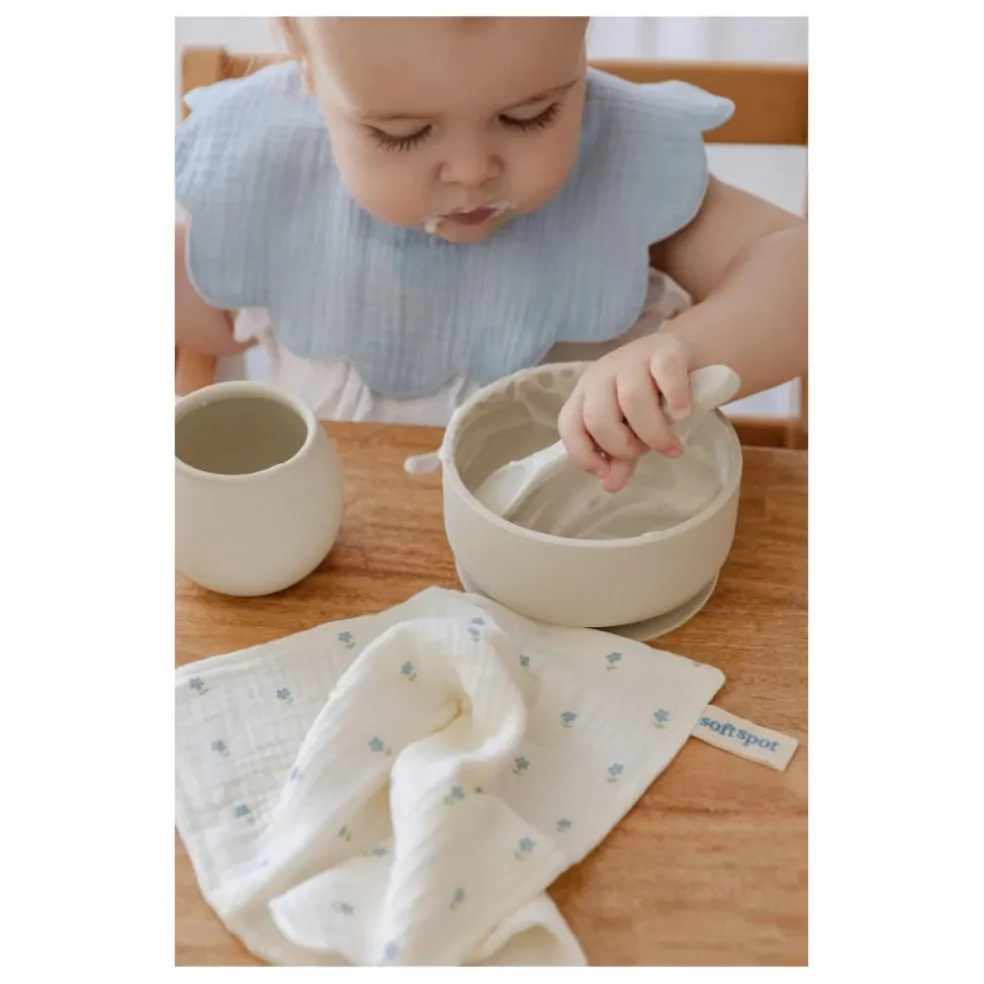Serviettes Periwinkle en coton bio - Set de 3 | Bleu