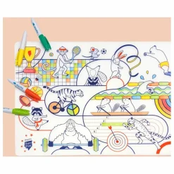 Set de table à colorier Sports avec 5 feutres