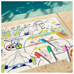 Set de table à colorier Sports avec 5 feutres