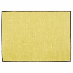 Set de table Borgo en lin enduit | Jaune Paille