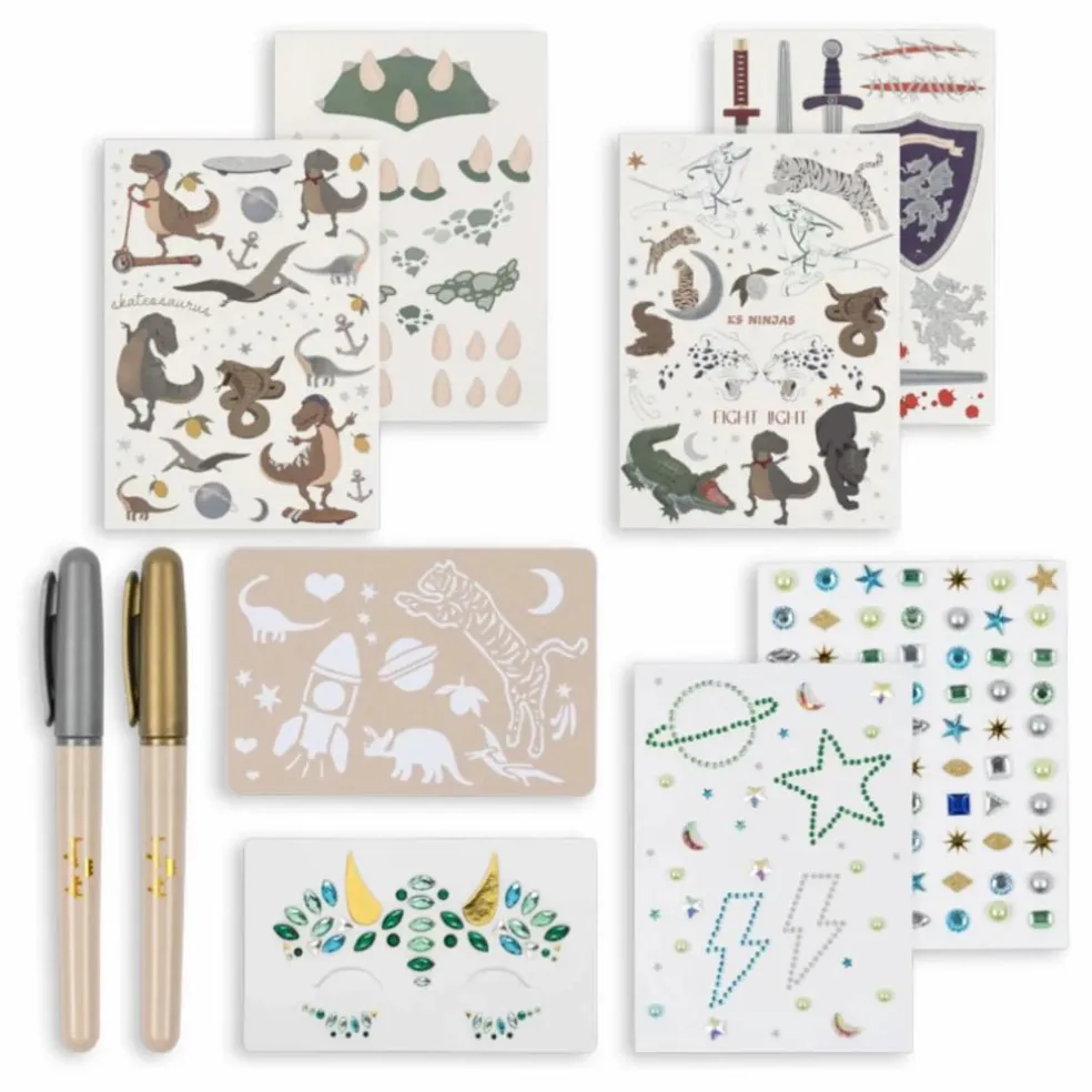 Set de tatouages temporaires et bijoux pour le visage | Vert