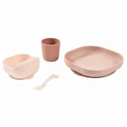 Set vaisselle silicone 4 pièces | Rose pâle
