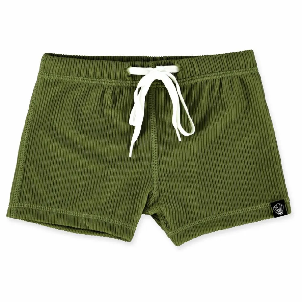 Short de Bain Anti-UV Côtelé | Vert foncé