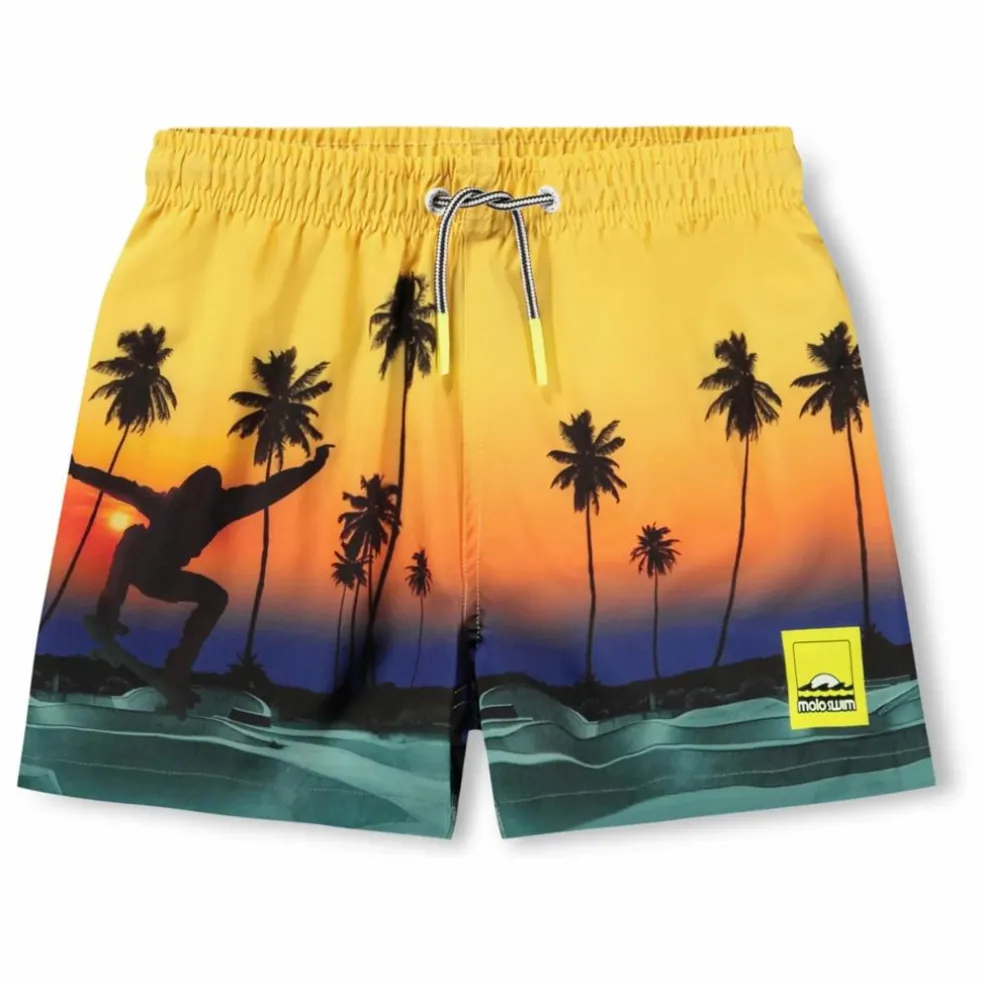 Short de Bain Niko Coucher de Soleil Fibres Recyclées | Jaune