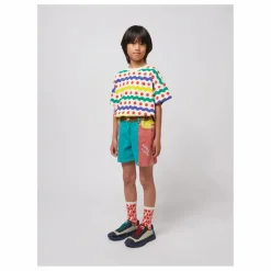 Short en Jean Colorblock Coton Bio | Turquoise