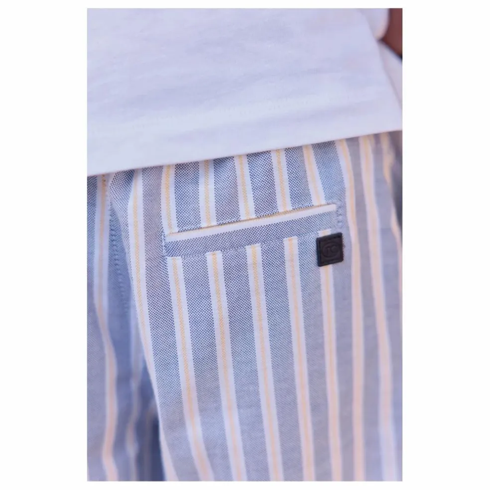 Short Ourlets Rayé | Bleu indigo