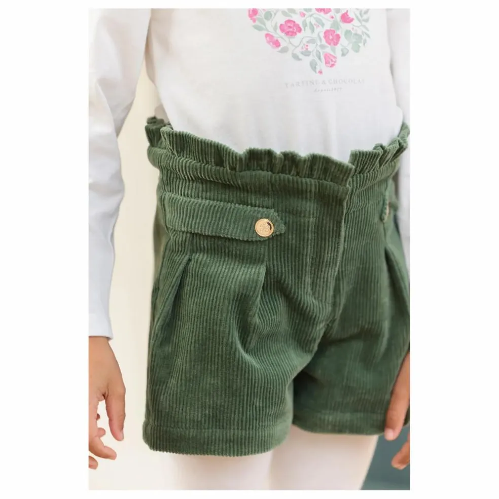 Short Velours Côtelé | Vert de gris