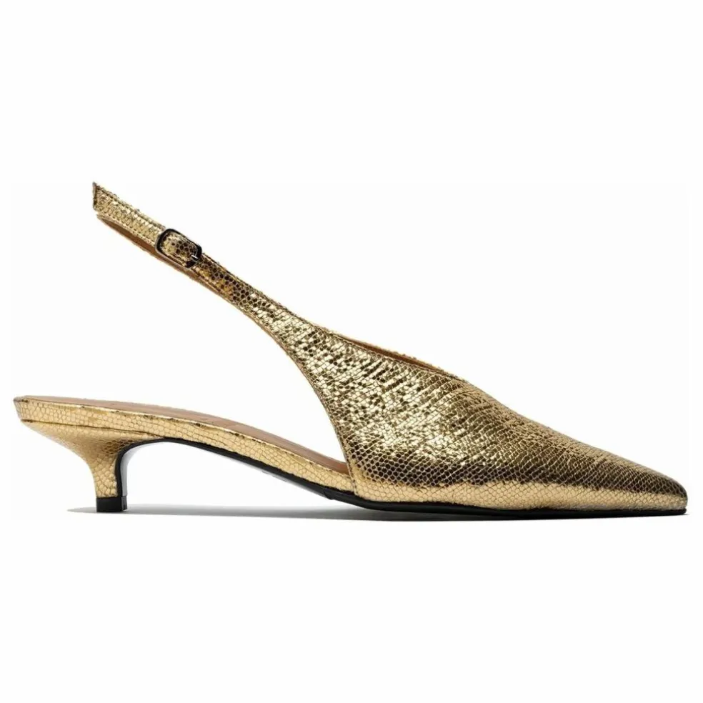Slingback à Talons Métallisées | Doré