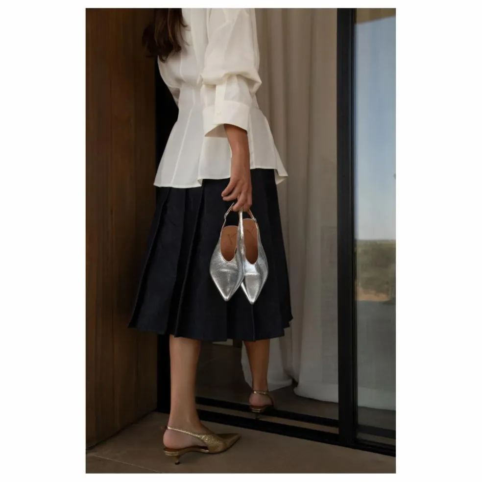 Slingback à Talons Métallisées | Doré
