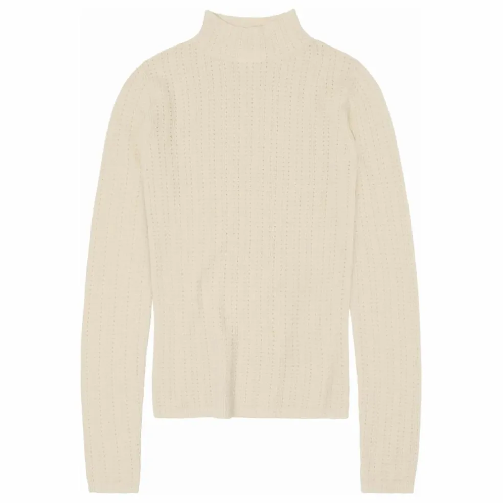 Sous-pull Col Cheminé Pointelle Laine Mérinos - Collection Femme | Ecru