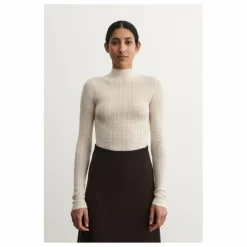 Sous-pull Col Cheminé Pointelle Laine Mérinos - Collection Femme | Ecru