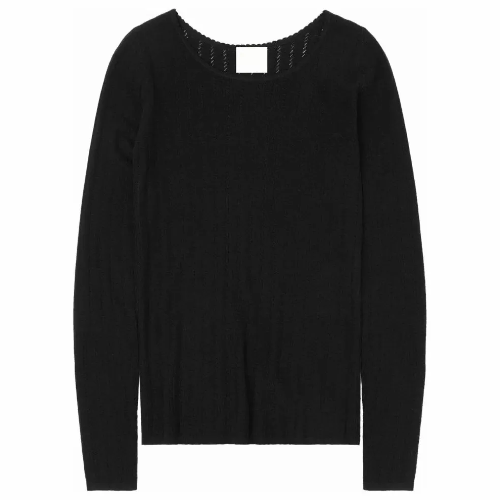 Sous-pull Pointelle Laine Mérinos - Collection Femme | Noir