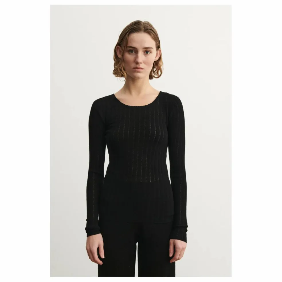 Sous-pull Pointelle Laine Mérinos - Collection Femme | Noir