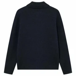 Surchemise Col Côtelé Fischer Milano Laine Épaisse | Bleu foncé