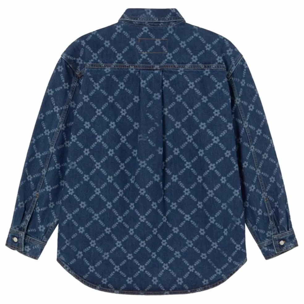 Sur-Chemise Flowers Grid Denim | Indigo