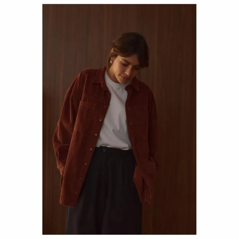 Sur-Chemise Paola Velours Côtelé - Collection Femme | Chocolat