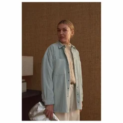 Sur-Chemise Paola Velours Côtelé - Collection Femme | Bleu céladon